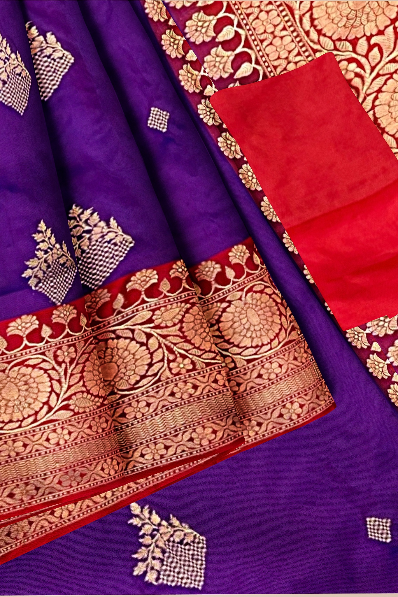 Purple Katan Silk Handloom Banarasi Saree